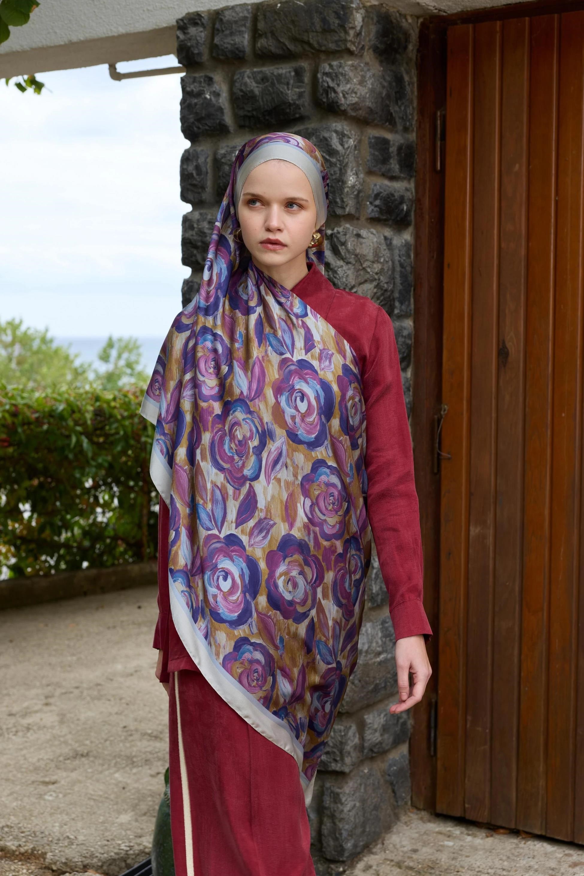 Winter Bloom Hint İpek Şal 5014