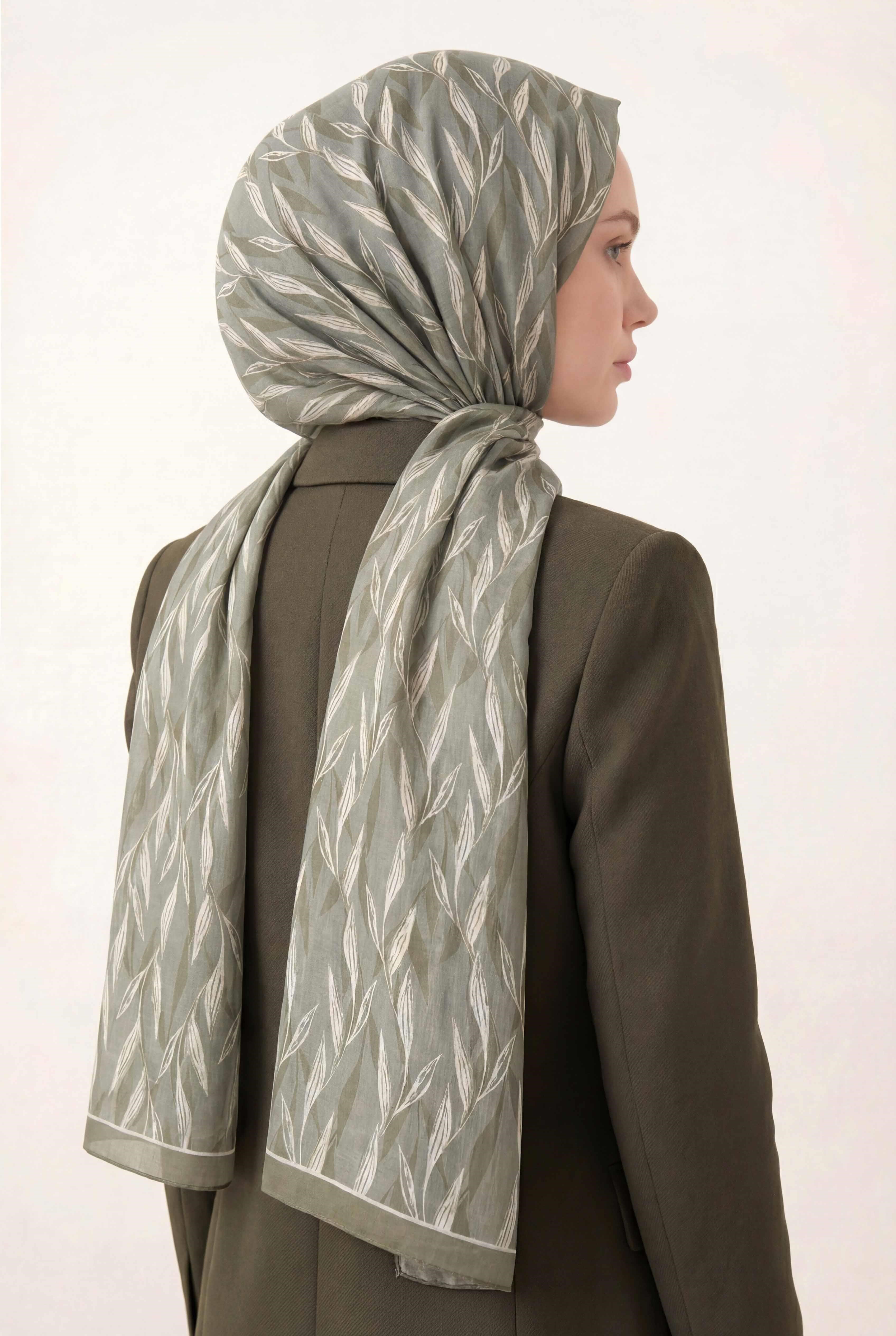 Yaprak Desen Çağla Yeşili 75X195 Soft Şal