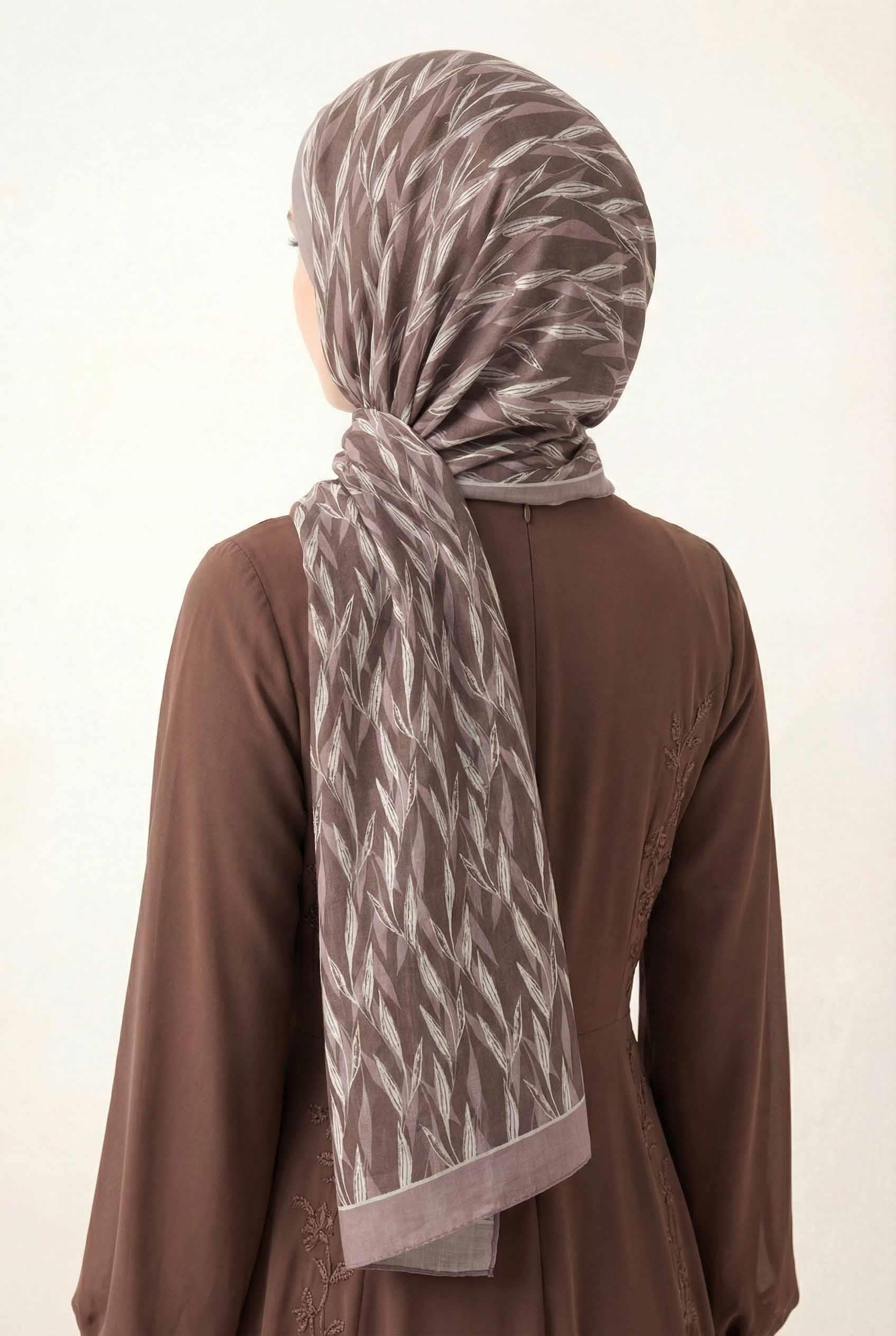Yaprak Desen Mocha Mousse 75X195 Soft Şal