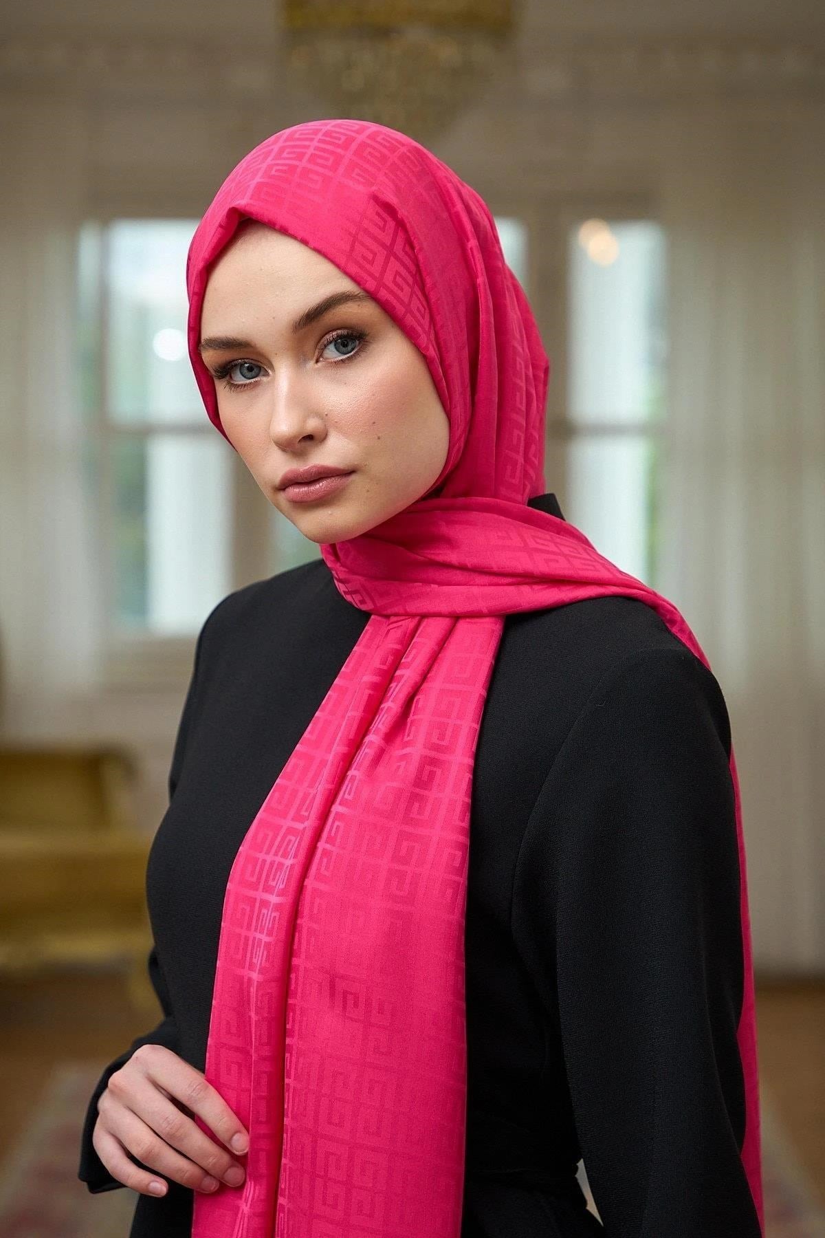 Yaz Işıltısı Koleksiyonu İpeksi Jakar Şal Pembe 9016-04