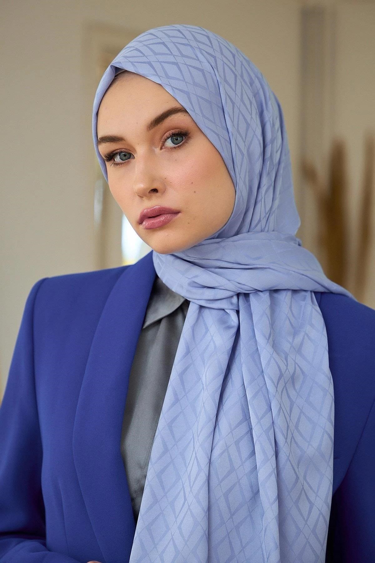 Yaz Işıltısı Koleksiyonu İpeksi Jakar Şal Soft Lila 9015-17