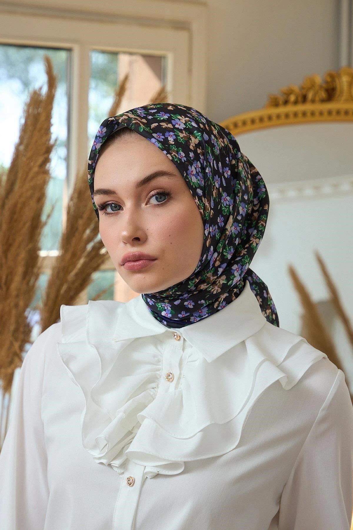 Yaz Işıltısı Koleksiyonu Soft Eşarp Lacivert Yeşil 1191-09