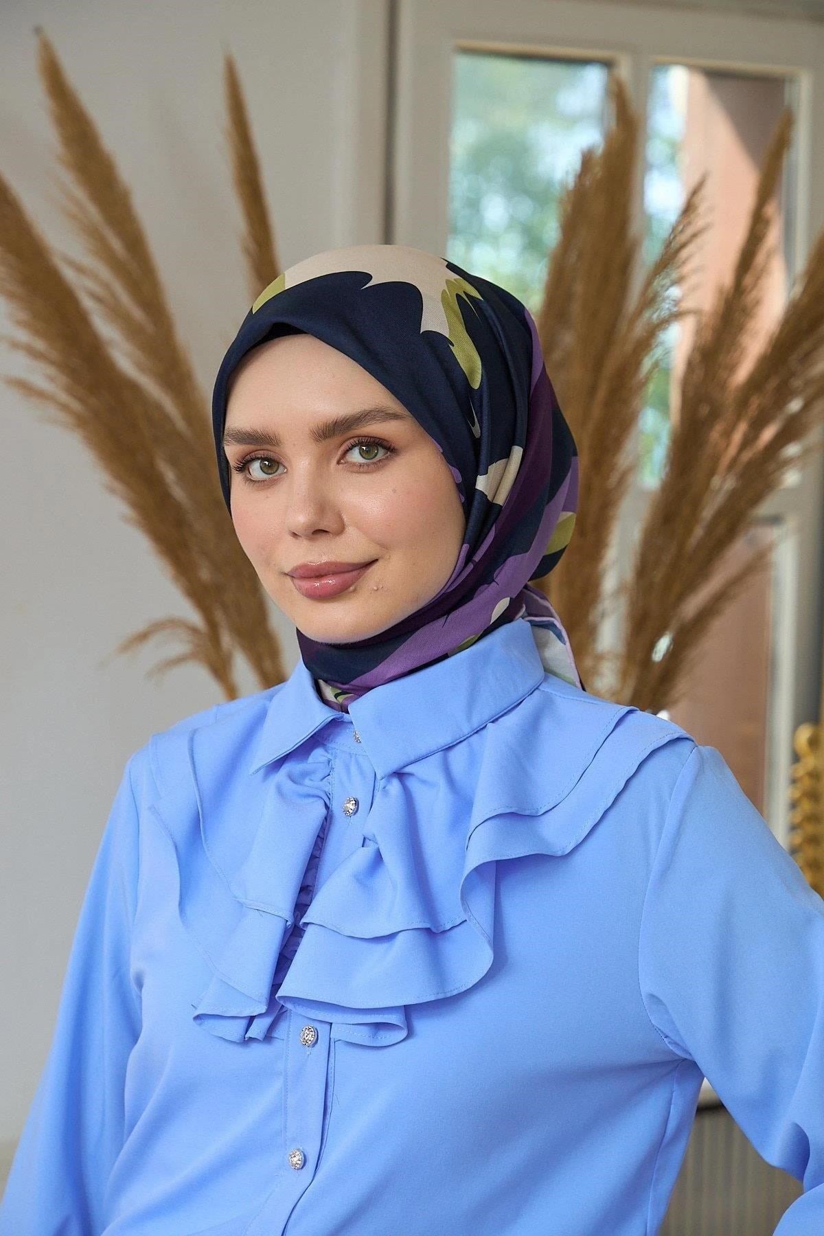 Yaz Işıltısı Koleksiyonu Soft Eşarp Siyah Lavanta 1189-11