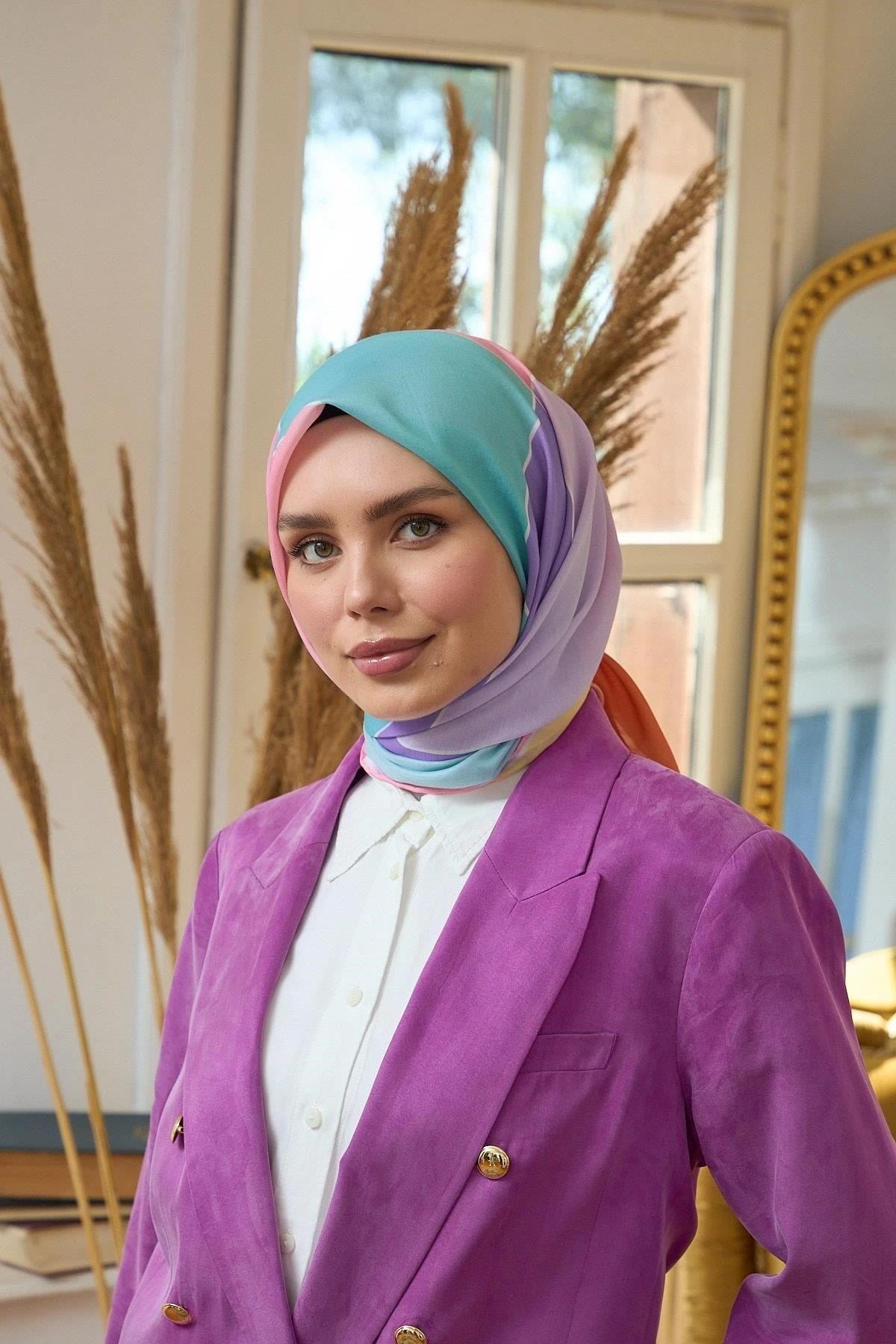 Yaz Işıltısı Koleksiyonu Soft Eşarp Su Yeşili Lila 1190-04