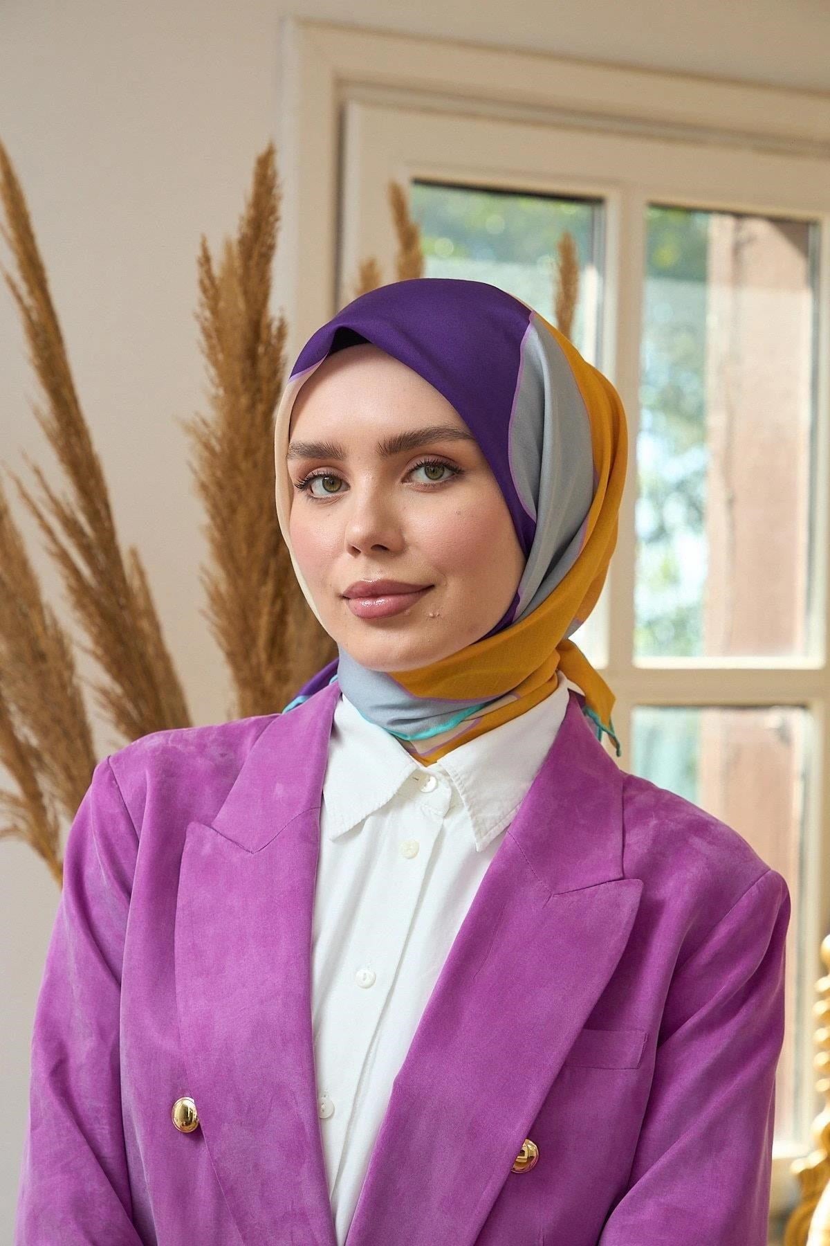 Yaz Işıltısı Koleksiyonu Soft Eşarp Turuncu Mor 1190-07