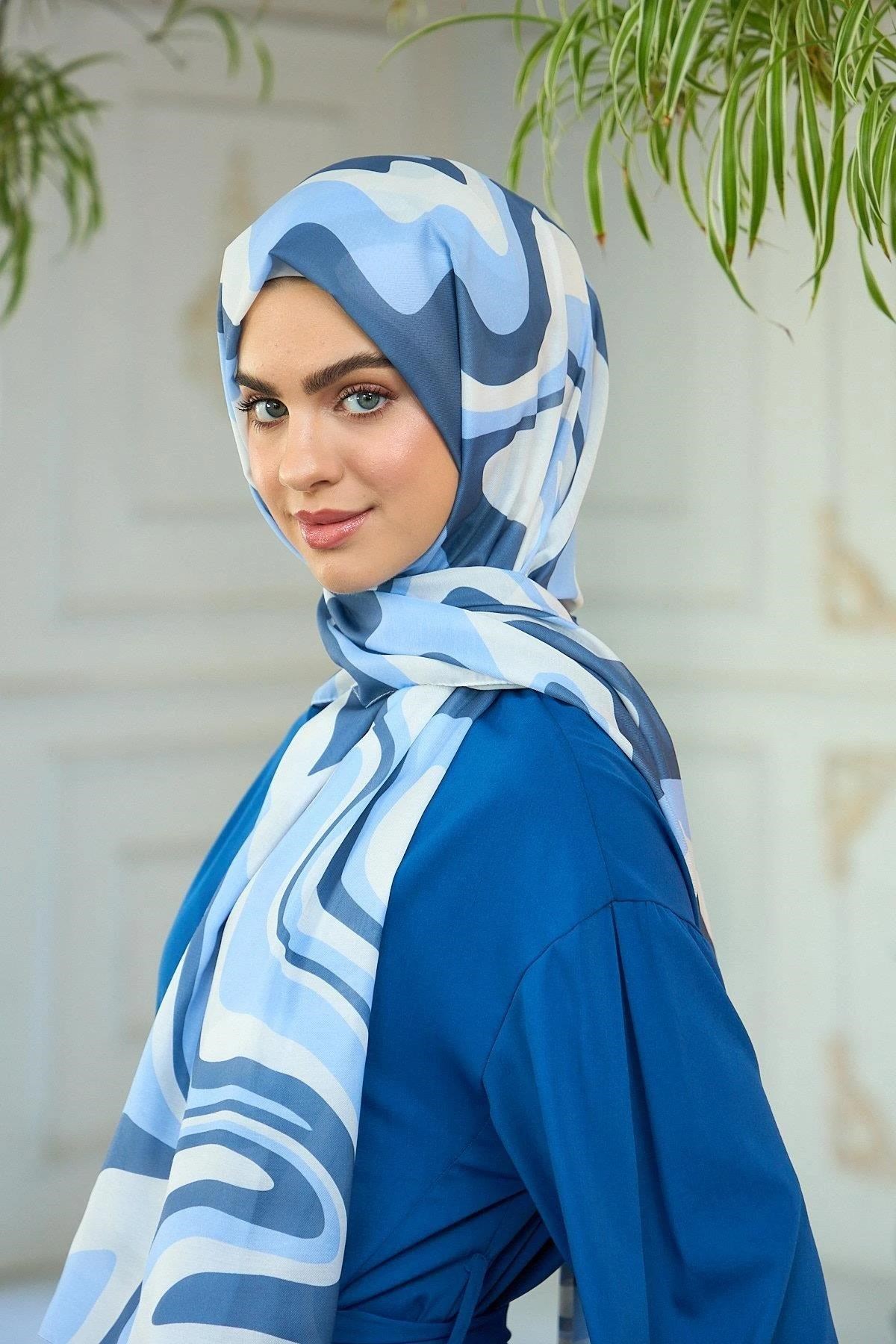 Yaz Işıltısı Koleksiyonu Soft Şal Turkuaz Mavi 3044-01