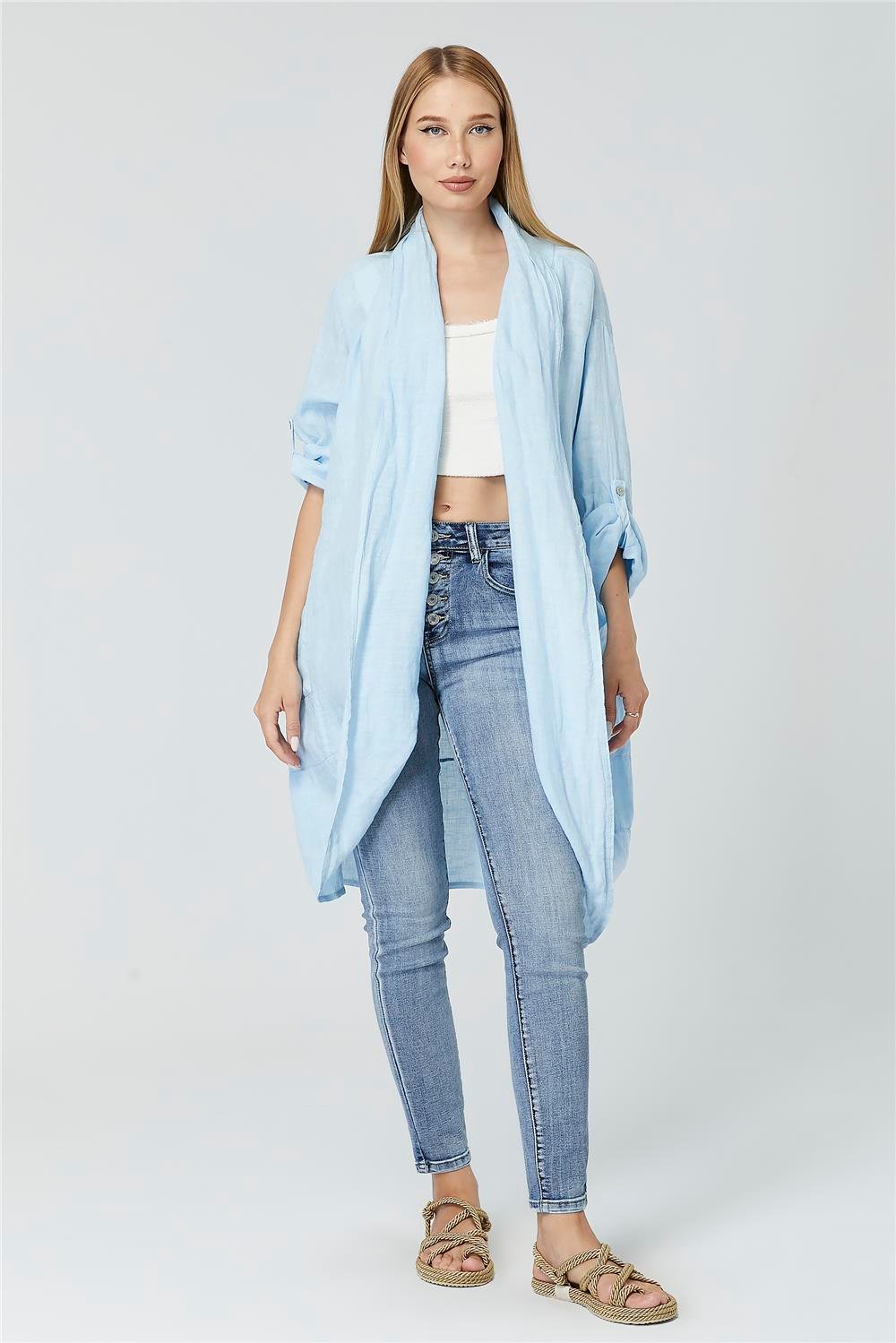 Keten 2 Kese Cepli Kimono