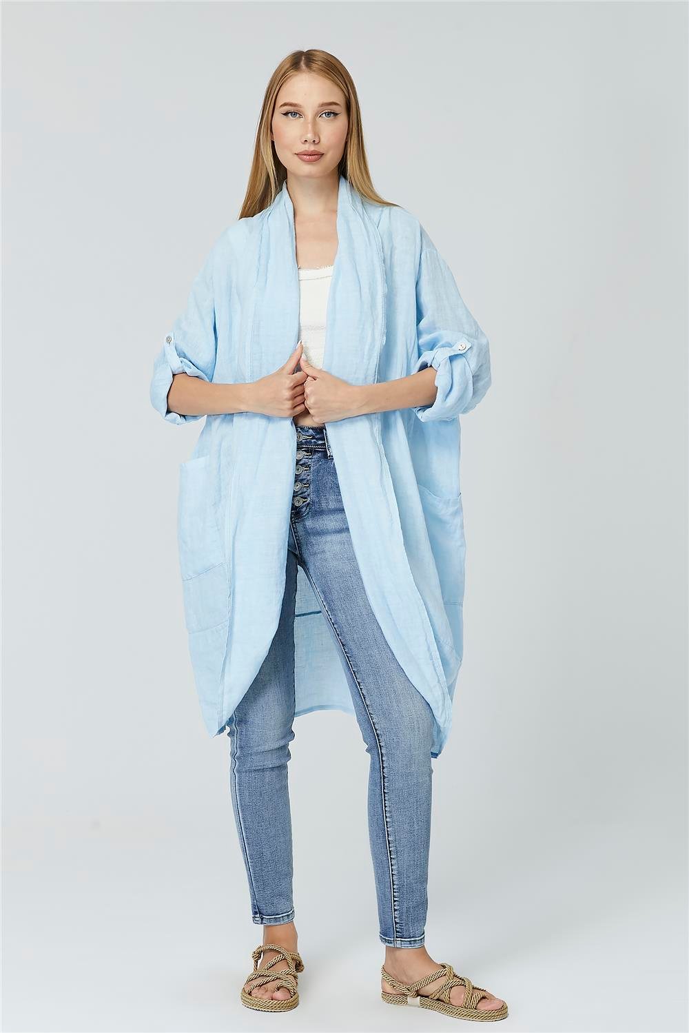 Keten 2 Kese Cepli Kimono