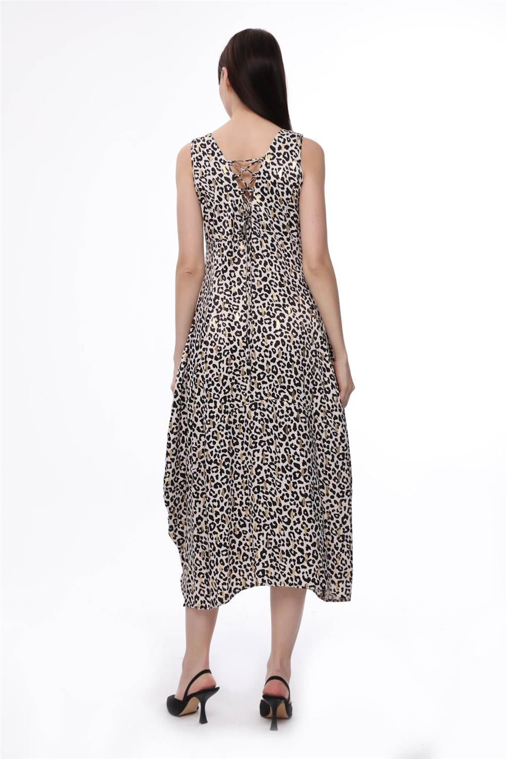 Leopar Desenli Elbise