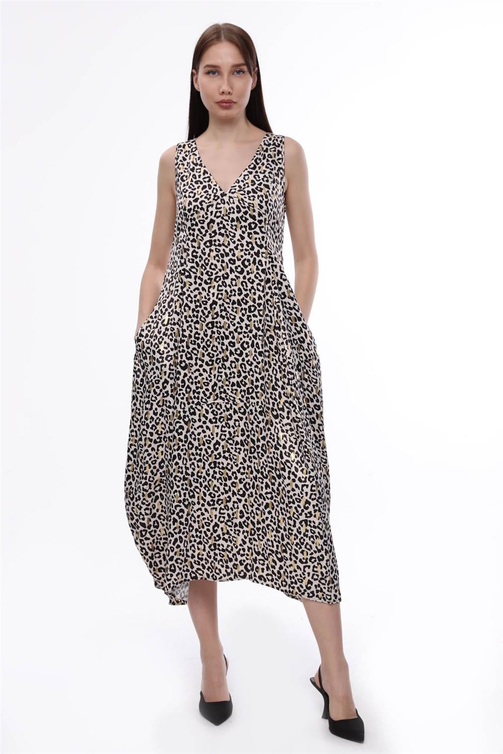 Leopar Desenli Elbise