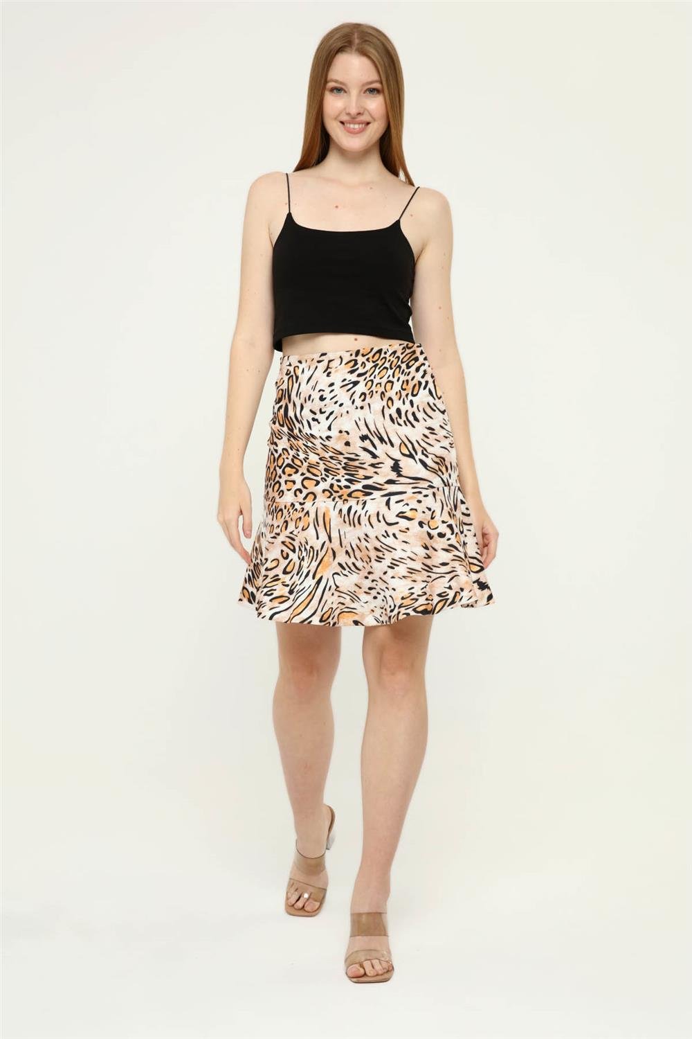 Leopar Desenli Etek