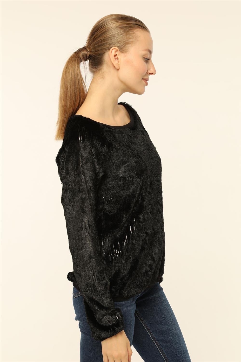 Peluş Payetli Bluz