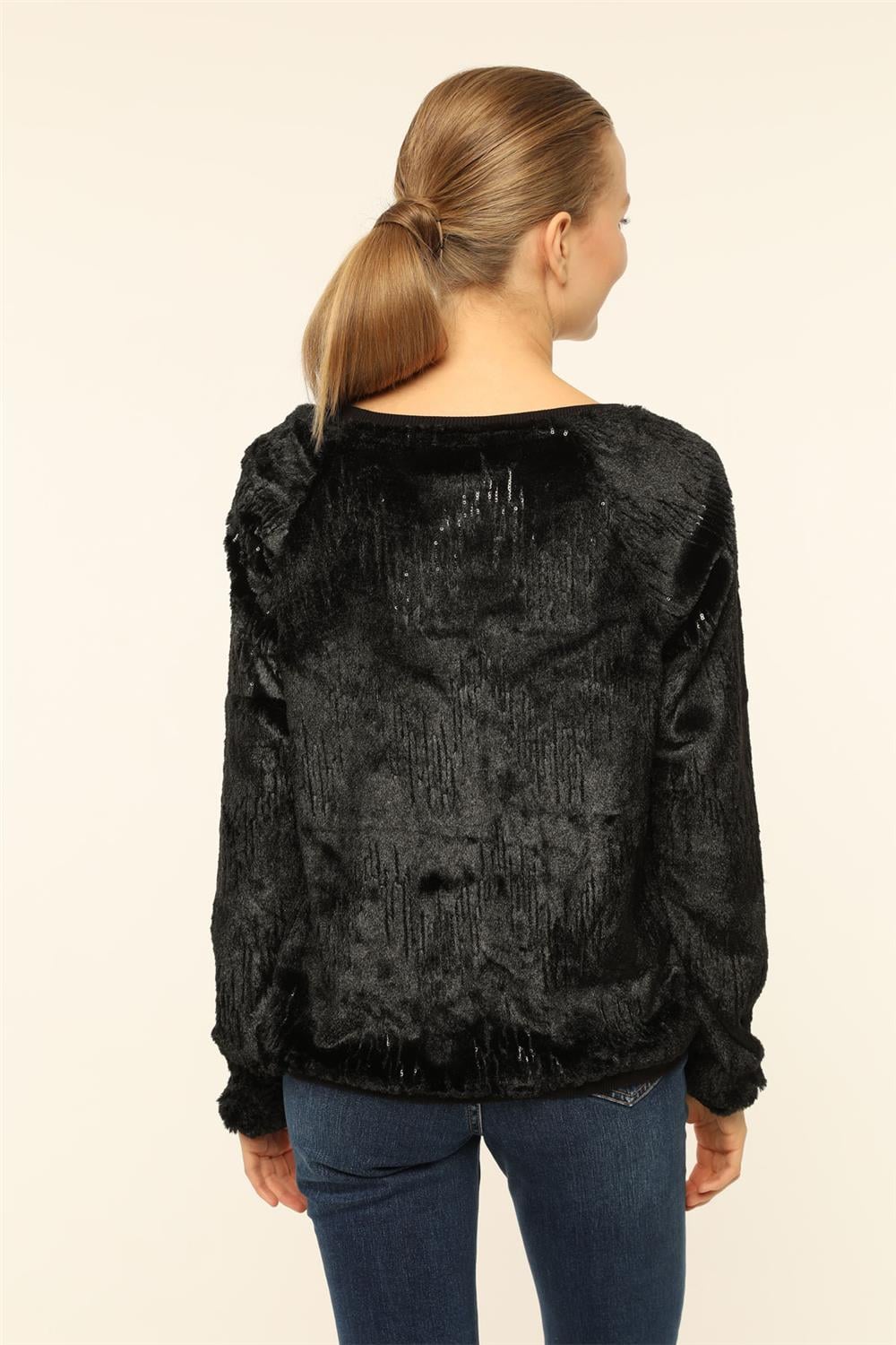 Peluş Payetli Bluz