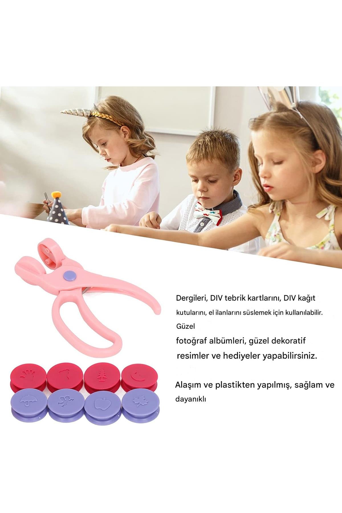 3D Kabartma Damga Makası 8 Desen Çocuk El Sanatları Anaokulu