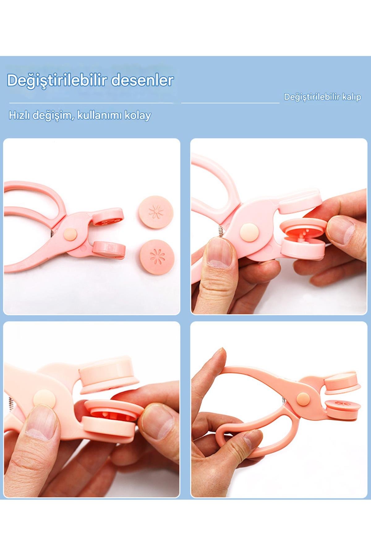 3D Kabartma Damga Makası 8 Desen Çocuk El Sanatları Anaokulu