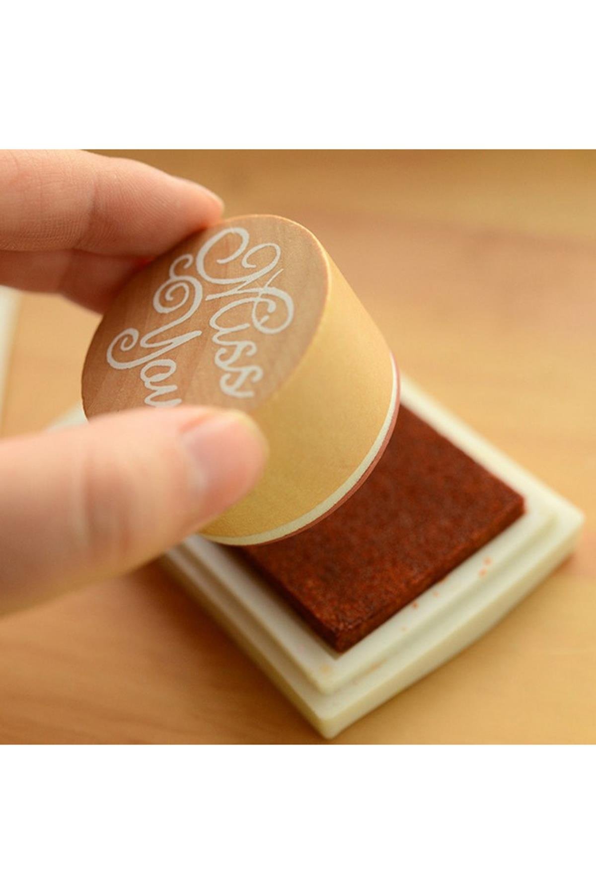 Ahşap Damga 3'lü Mühür Set Love - Miss You - Thank You Temalı