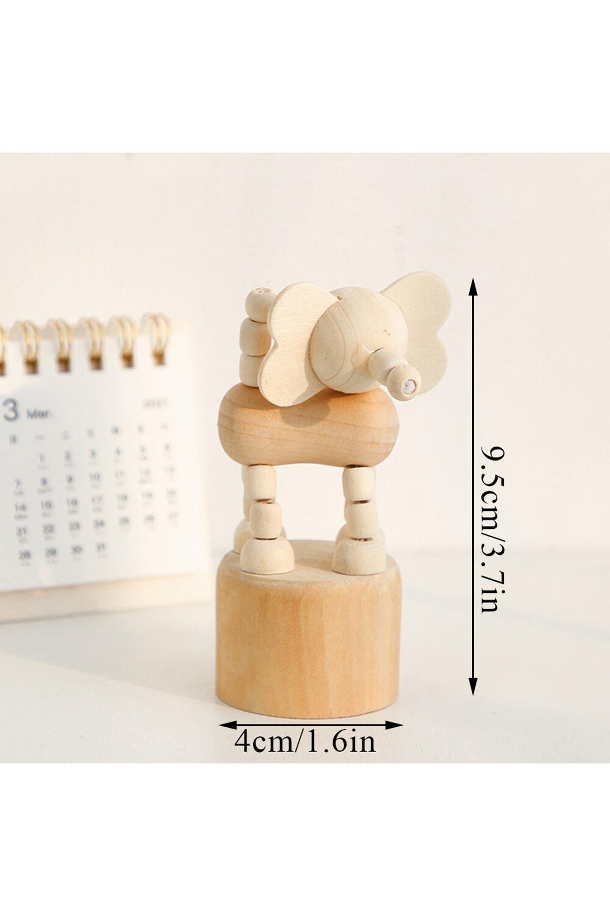 Ahşap Mühür 40mm Çap Eklemli Fil Figürlü Tasarım Istampa Hediyeli
