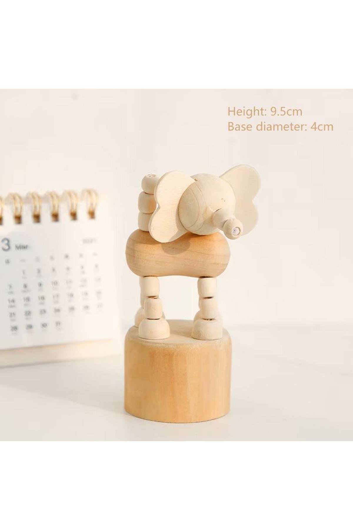 Ahşap Mühür 40mm Çap Eklemli Fil Figürlü Tasarım Istampa Hediyeli