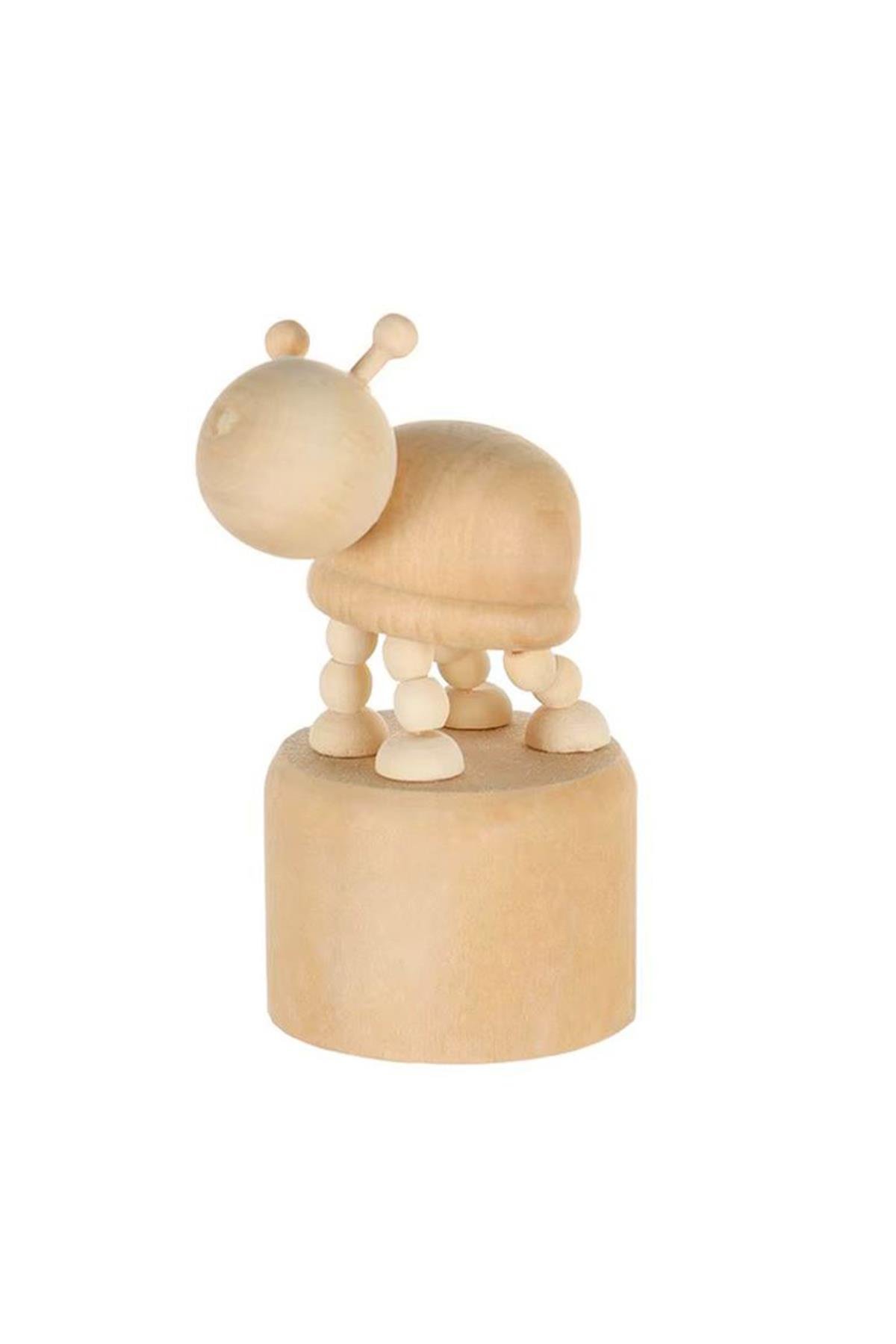 Ahşap Mühür 40mm Çap Eklemli Kaplumbağa Figürlü Istampa Hediyeli