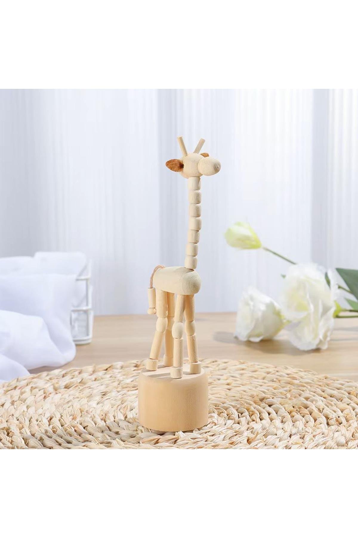 Ahşap Mühür 40mm Çap Eklemli Zürafa Figürlü Istampa Hediyeli
