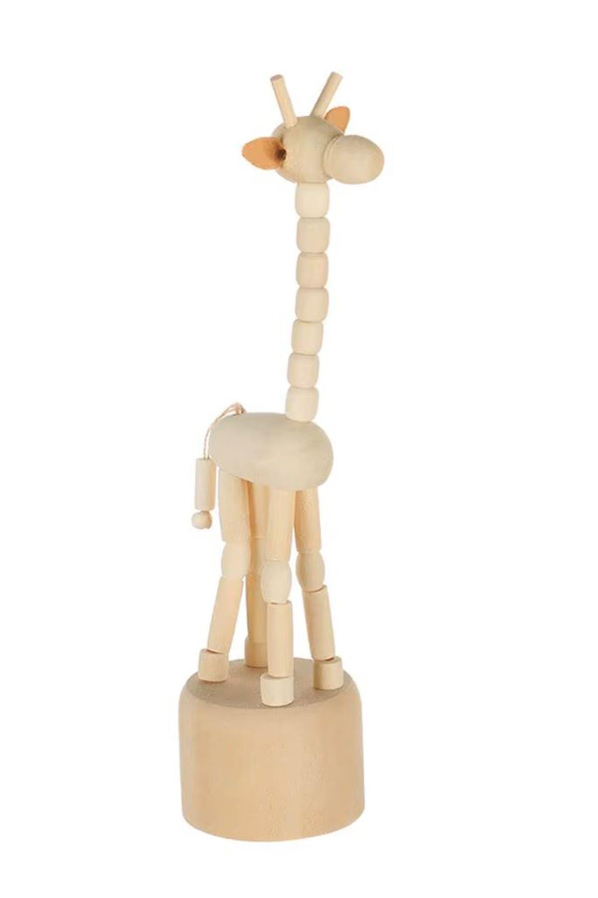 Ahşap Mühür 40mm Çap Eklemli Zürafa Figürlü Istampa Hediyeli
