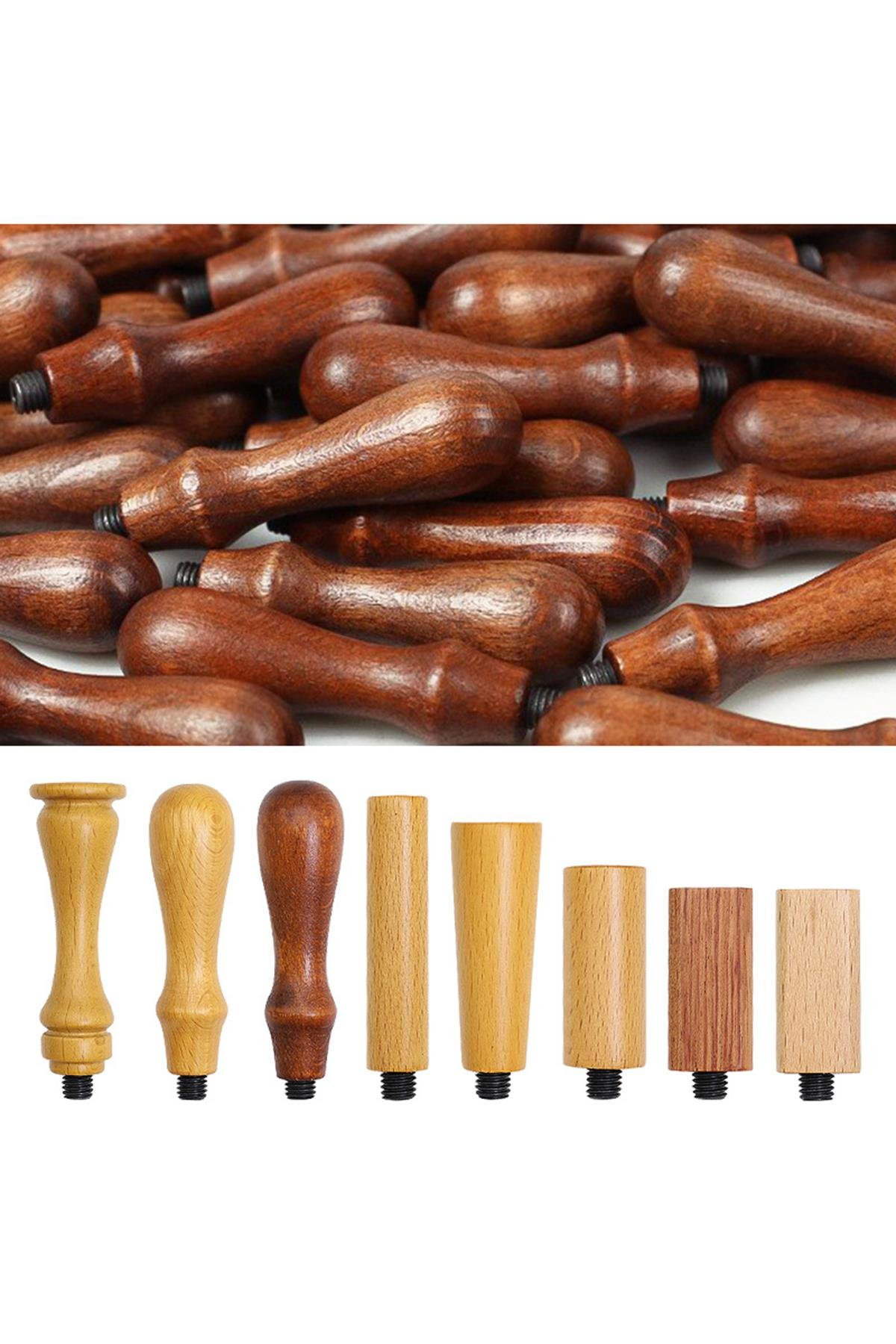Ahşap Mum Mühür Sapı Cilalı Kayın Ağacı G14 Özel Tasarım M8 Dişli 