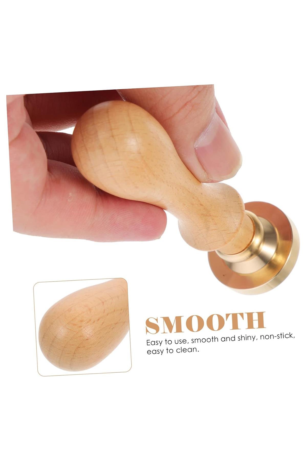 Ahşap Mum Mühür Sapı Cilalı Kayın Ağacı G15 Özel Tasarım M8 Dişli 