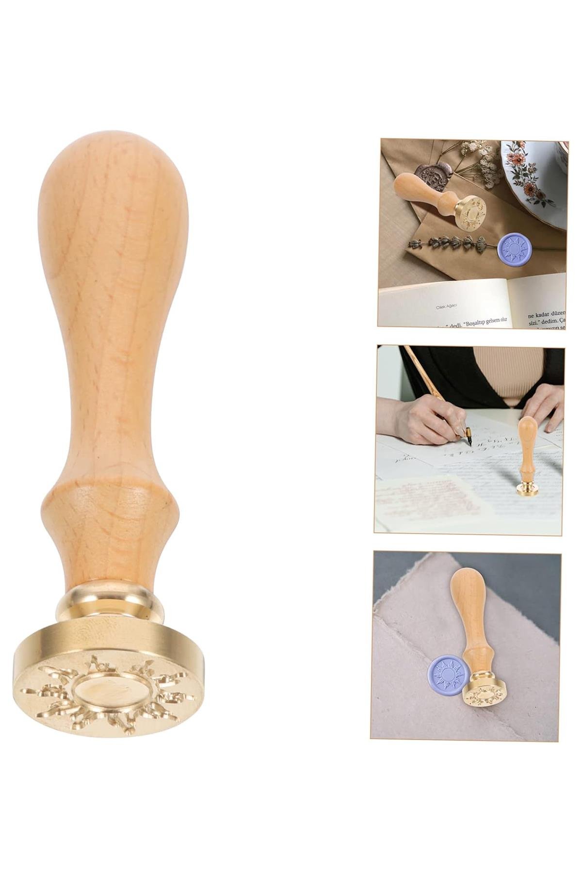 Ahşap Mum Mühür Sapı Cilalı Kayın Ağacı G15 Özel Tasarım M8 Dişli 