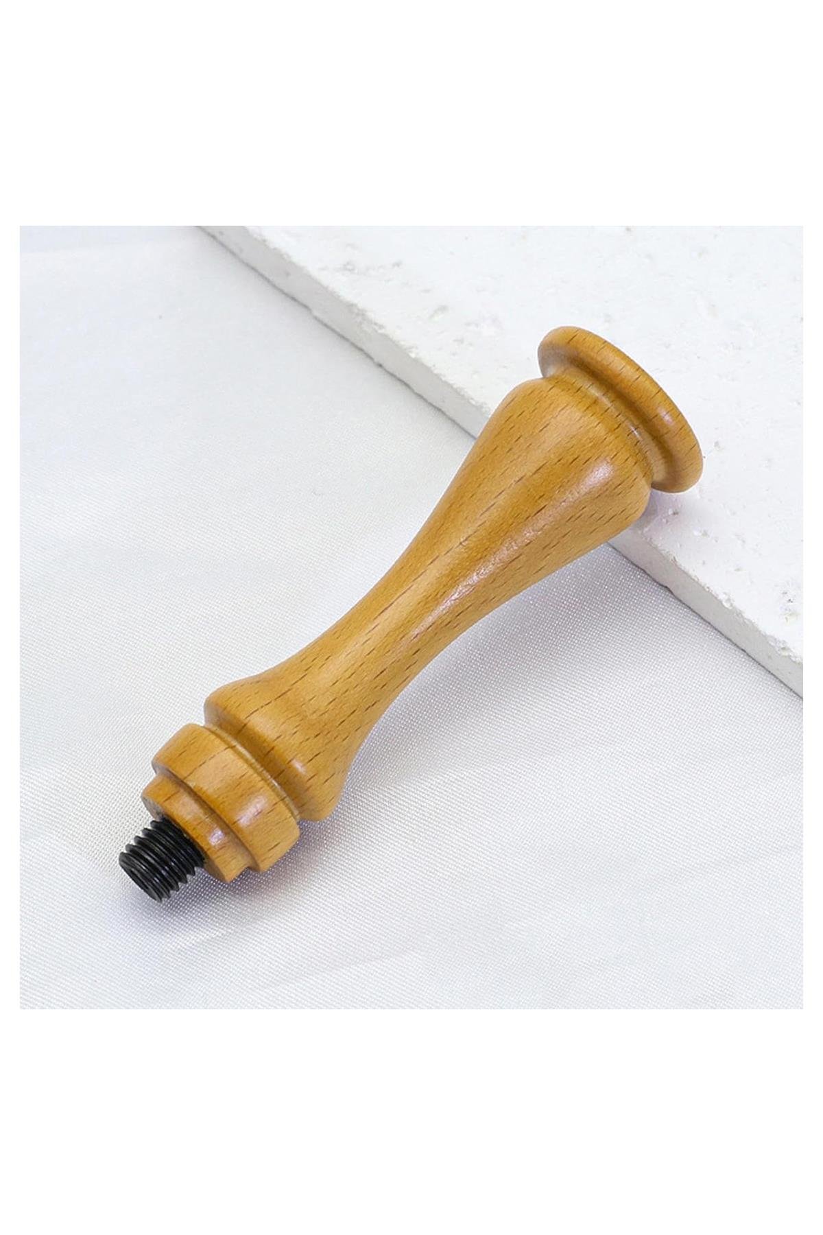 Ahşap Mum Mühür Sapı Cilalı Kayın Ağacı G14 Özel Tasarım M8 Dişli 