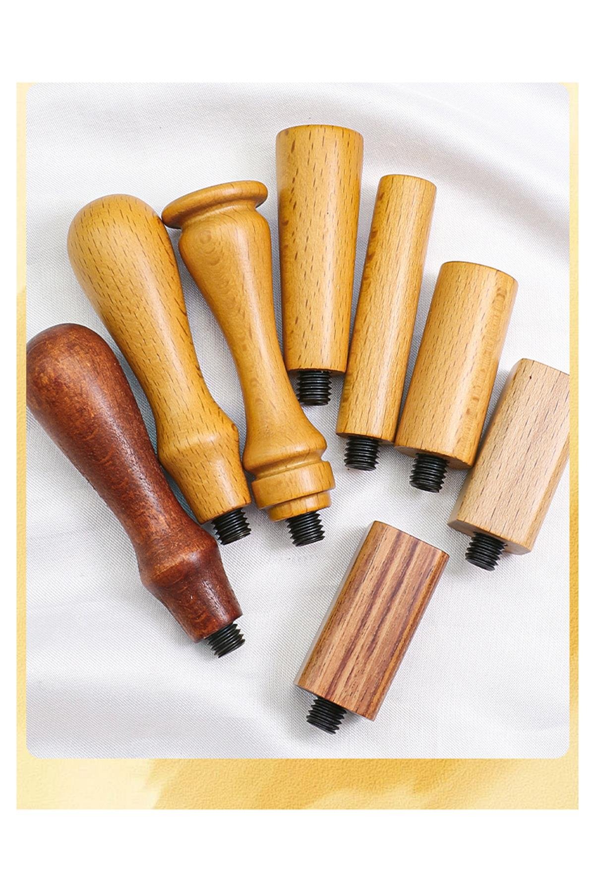 Ahşap Mum Mühür Sapı Cilalı Kayın Ağacı G15 Özel Tasarım M8 Dişli 