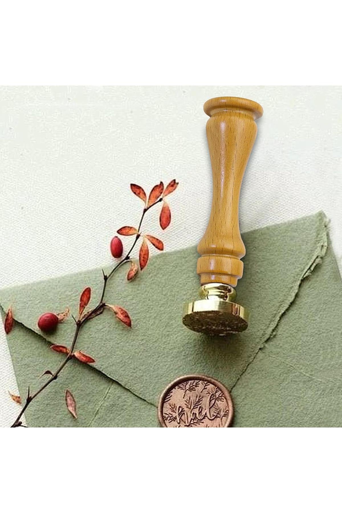 Ahşap Mum Mühür Sapı Cilalı Kayın Ağacı G14 Özel Tasarım M8 Dişli 