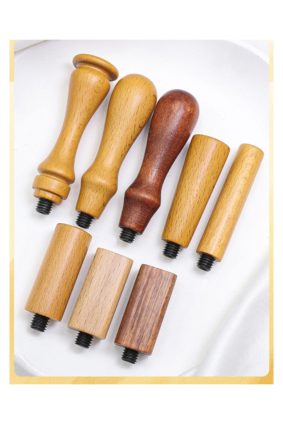 Ahşap Mum Mühür Sapı Cilalı Kayın Ağacı G15 Özel Tasarım M8 Dişli 