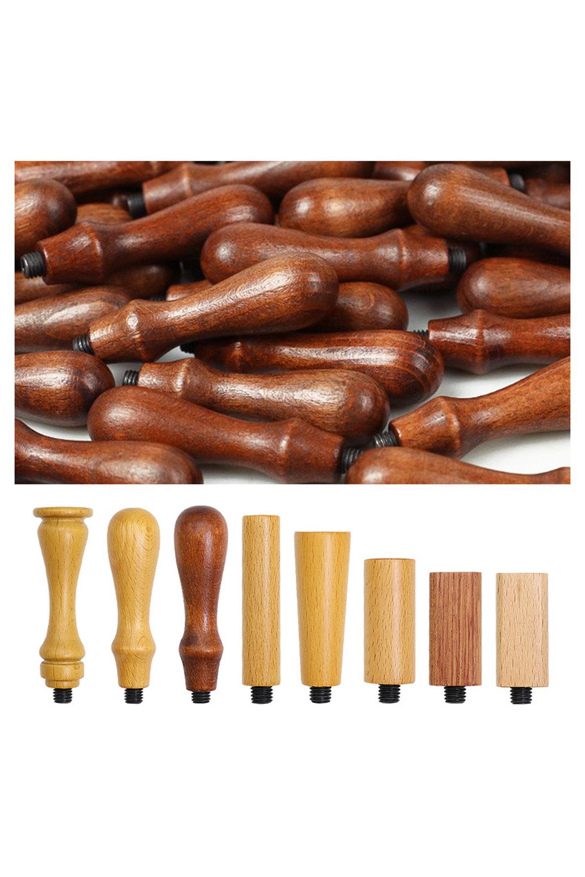 Ahşap Mum Mühür Sapı Cilalı Kayın Ağacı G15 Özel Tasarım M8 Dişli 