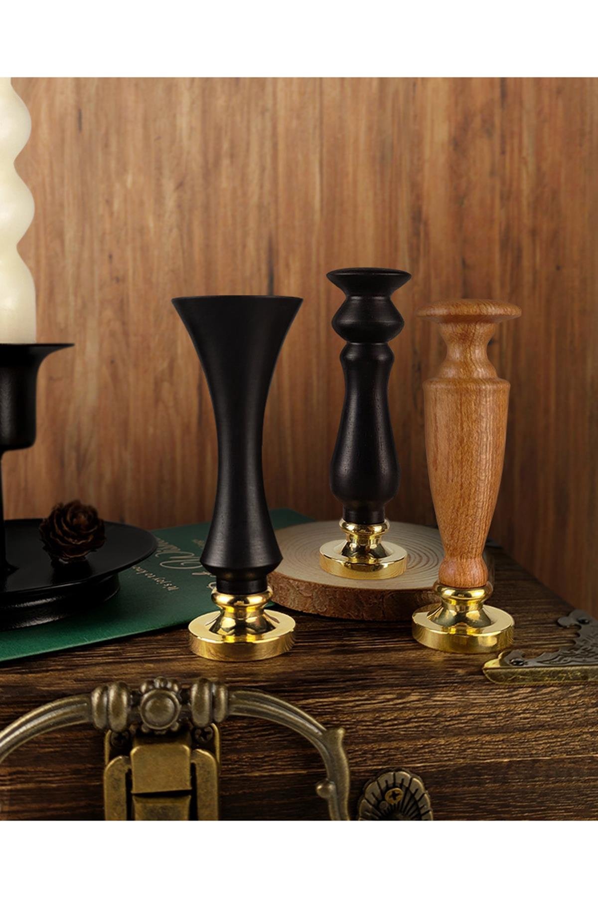 Ahşap Mum Mühür Sapı Gül Ağacı G25 Tasarımı Özel Seri M8 Dişli