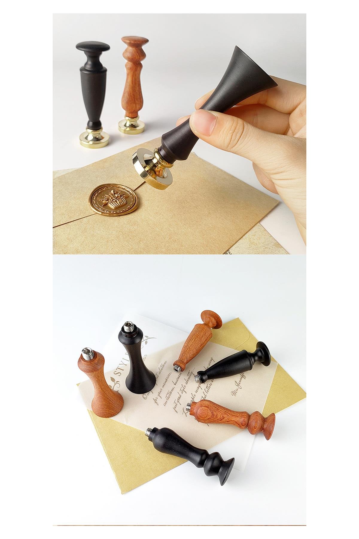 Ahşap Mum Mühür Sapı Gül Ağacı G25 Tasarımı Özel Seri M8 Dişli