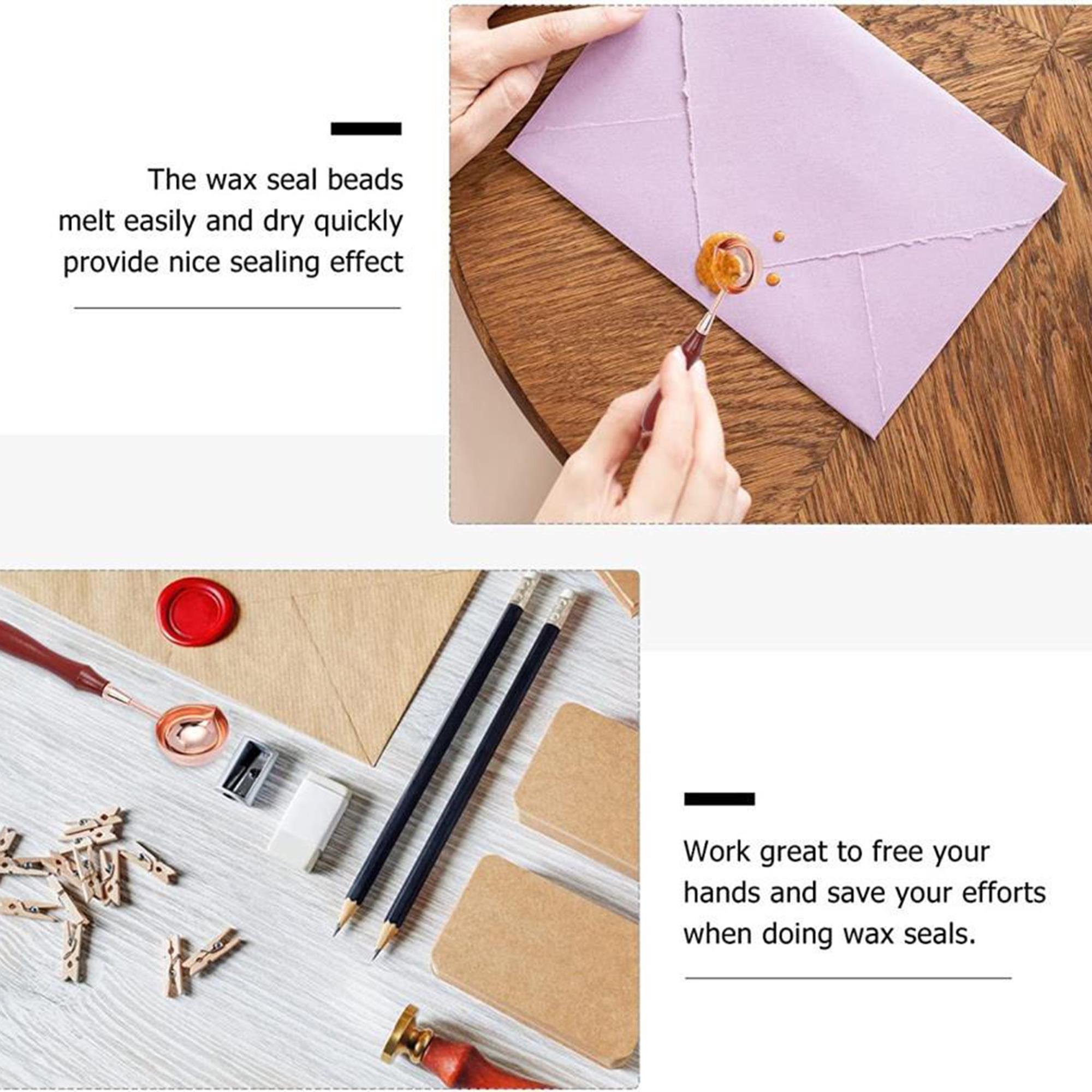 Ahşap Sap Mum Mühürü Eritme Kaşığı Paslanmaz Çelik Rose Gold