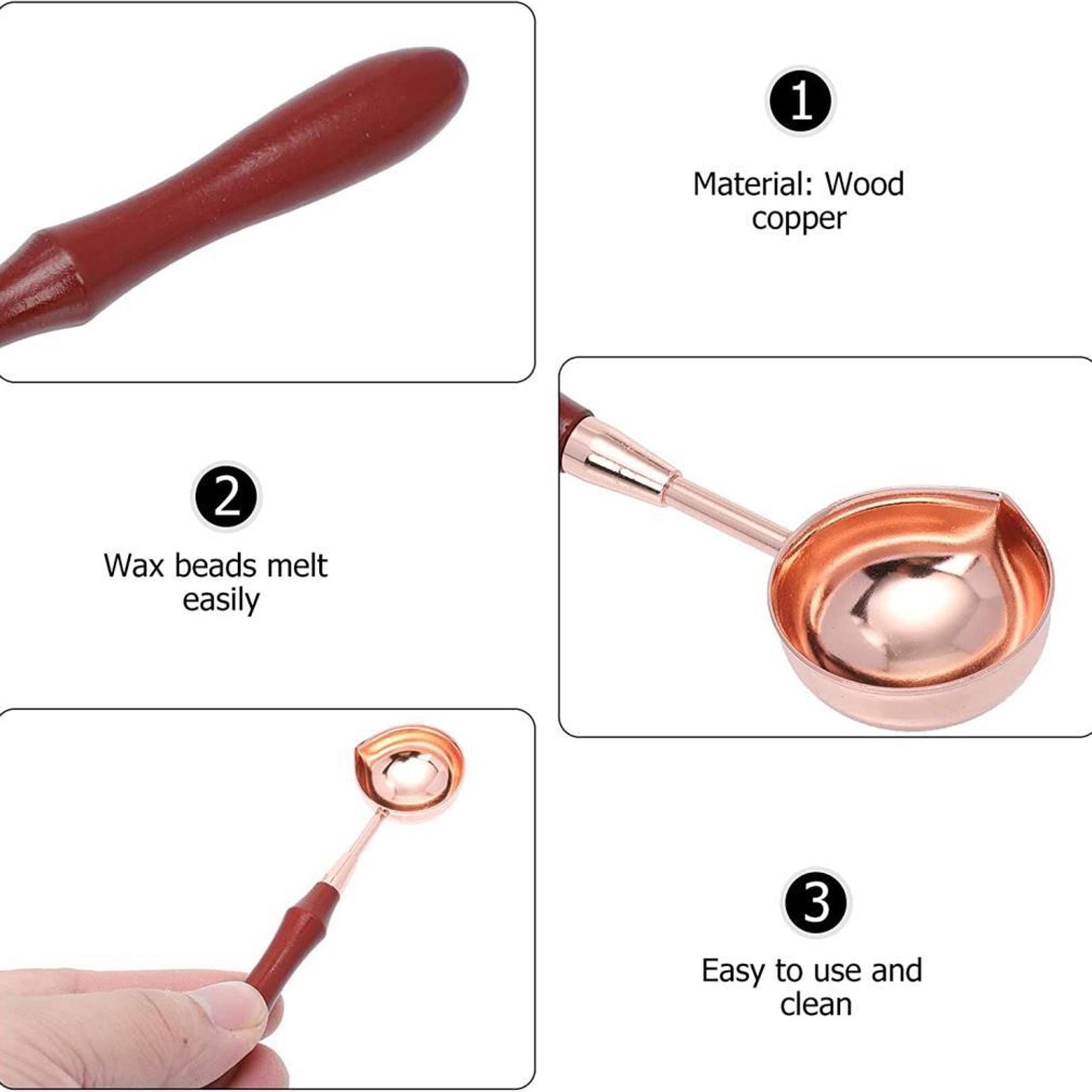 Ahşap Sap Mum Mühürü Eritme Kaşığı Paslanmaz Çelik Rose Gold