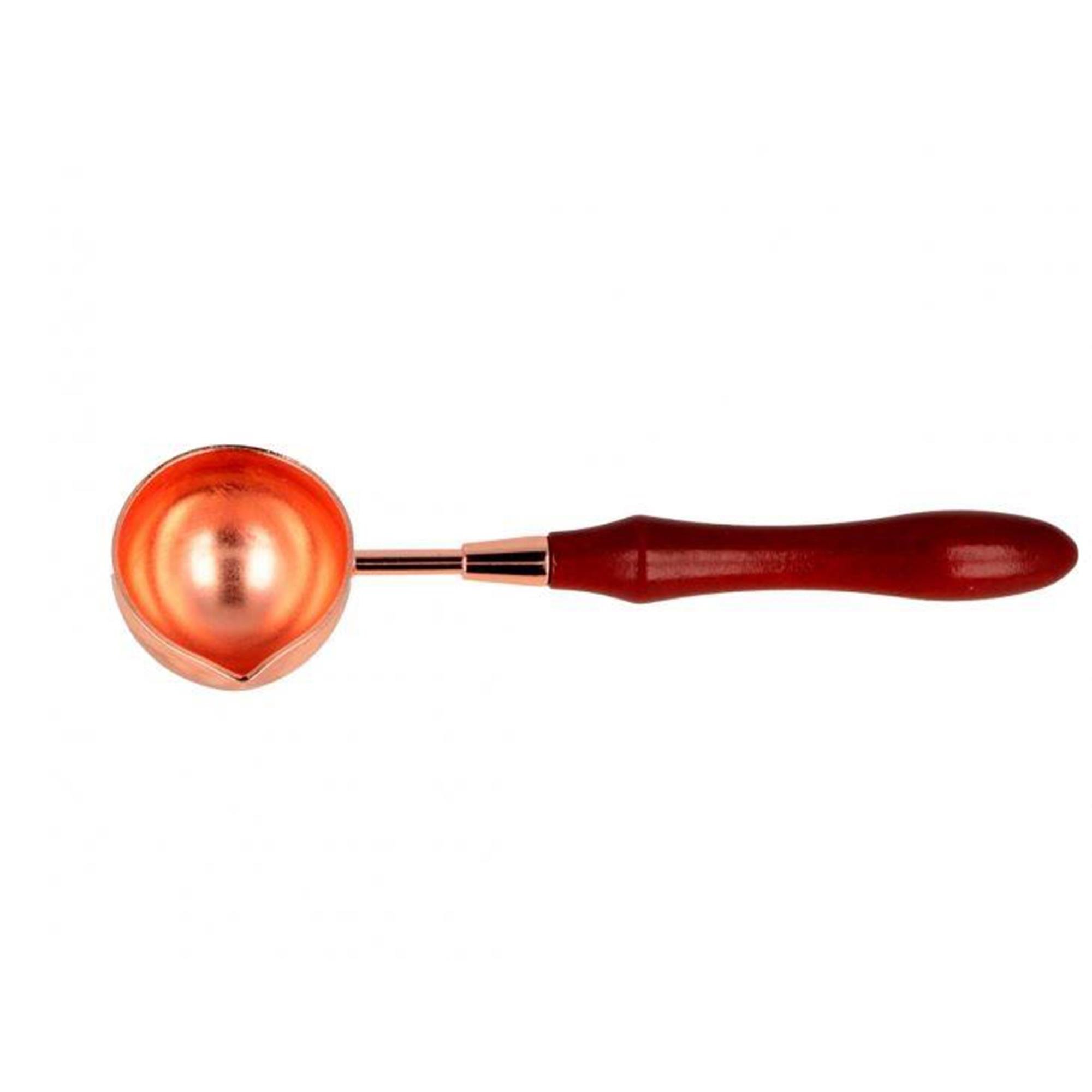 Ahşap Sap Mum Mühürü Eritme Kaşığı Paslanmaz Çelik Rose Gold