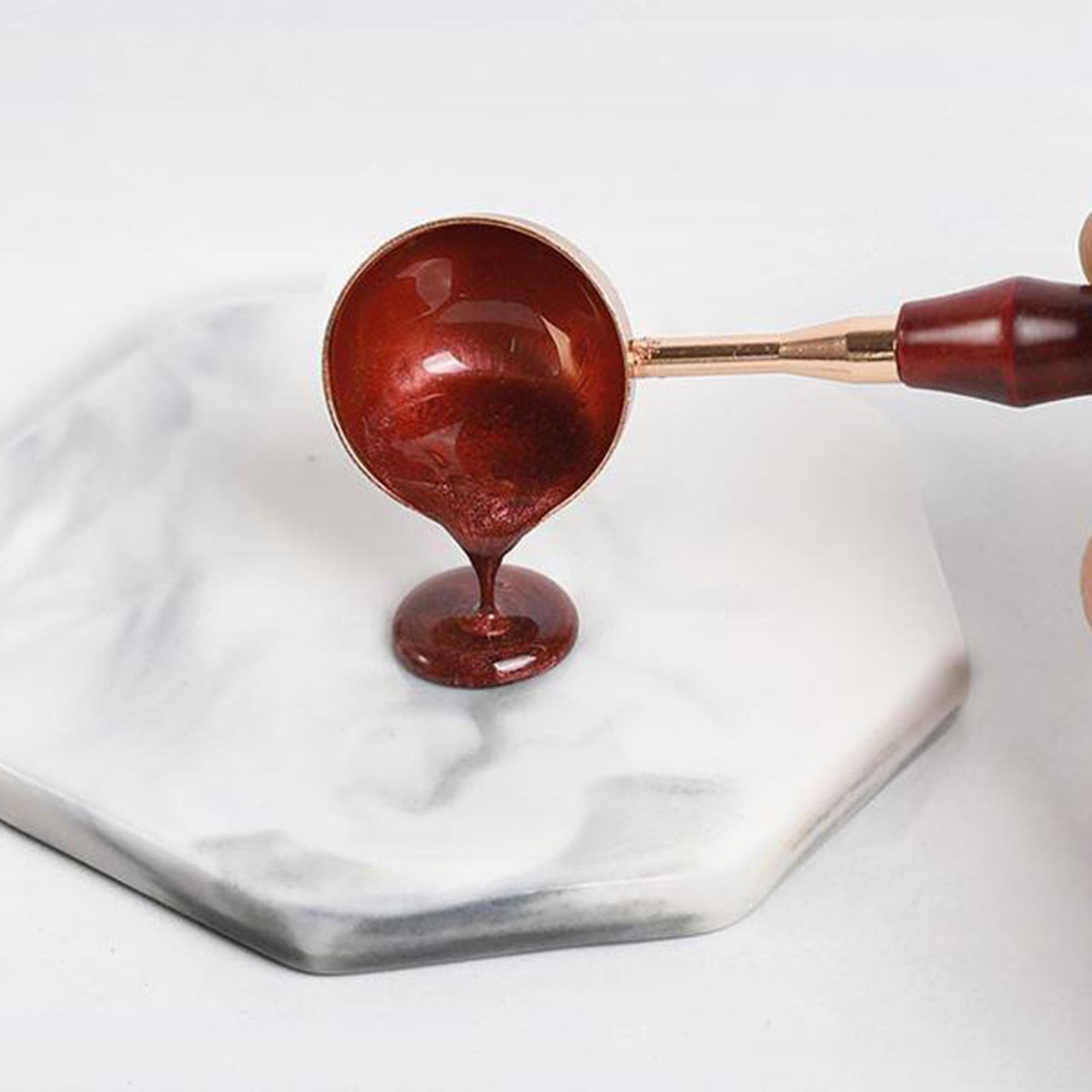 Ahşap Sap Mum Mühürü Eritme Kaşığı Paslanmaz Çelik Rose Gold