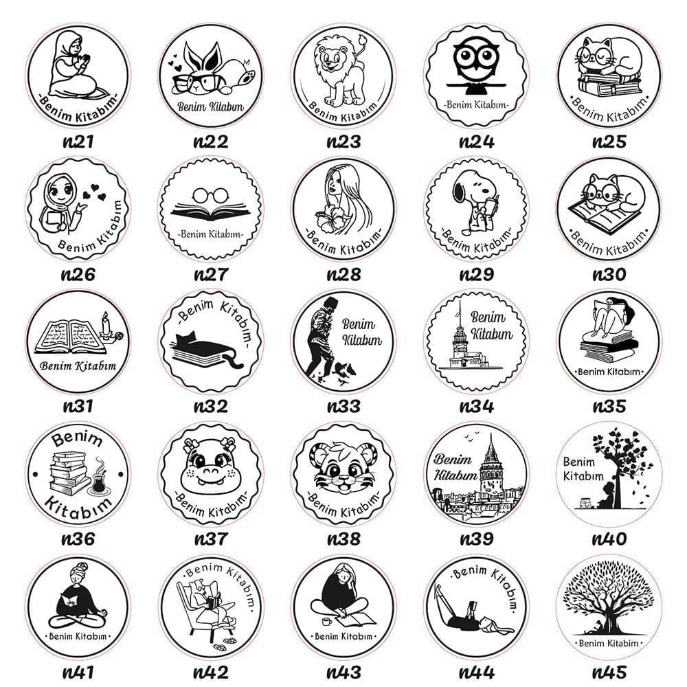 Ahşap Yuvarlak Kitap Mührü Kayın Ağacı Istampa Hediyeli