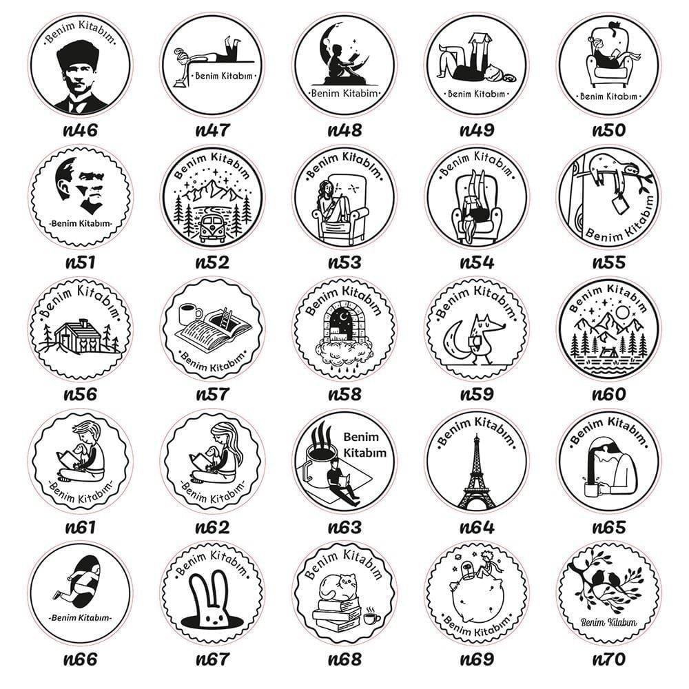 Ahşap Yuvarlak Kitap Mührü Kayın Ağacı Istampa Hediyeli