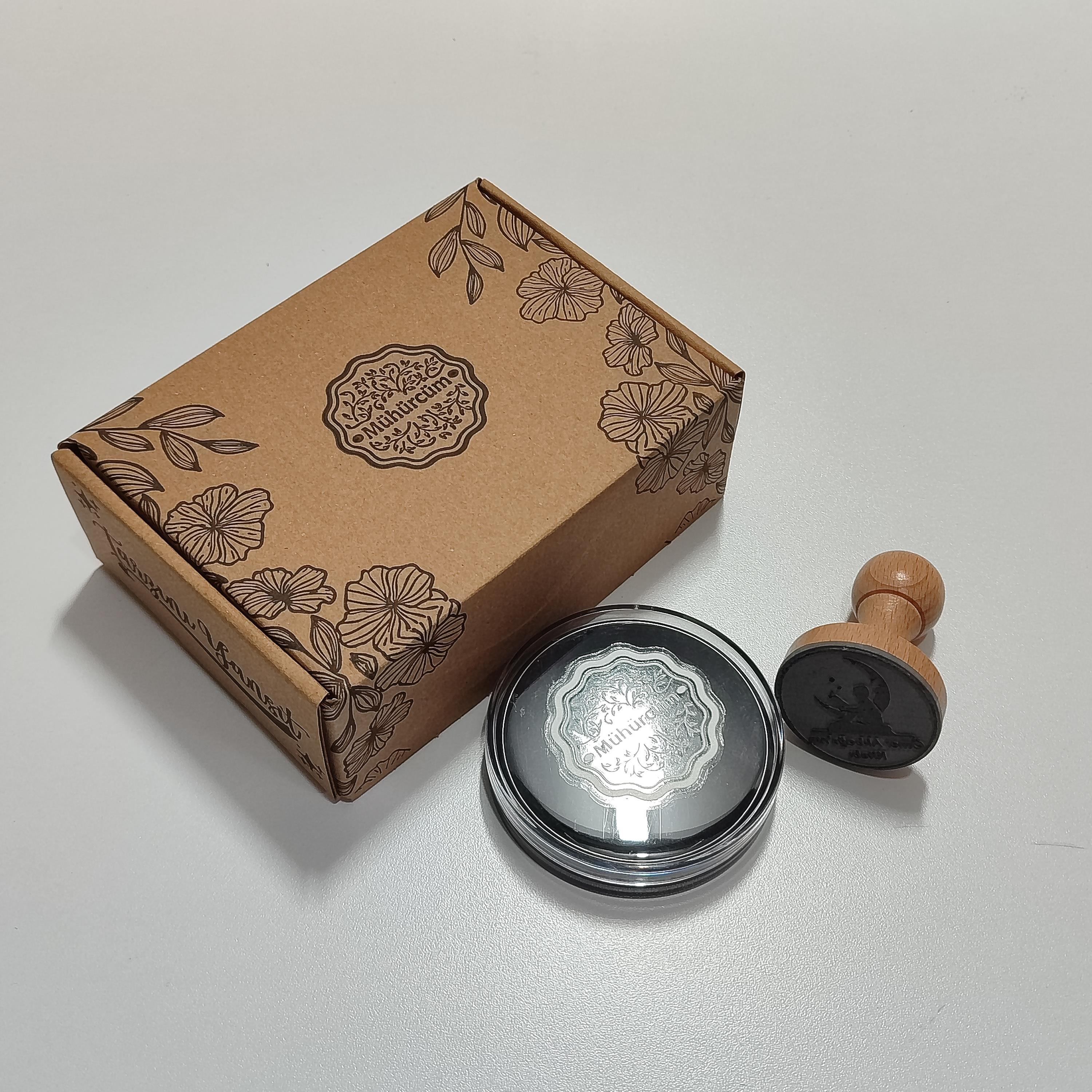 Ahşap Yuvarlak Mühür Estetik Tasarım Kayın Ağacı Istampa Hediyeli