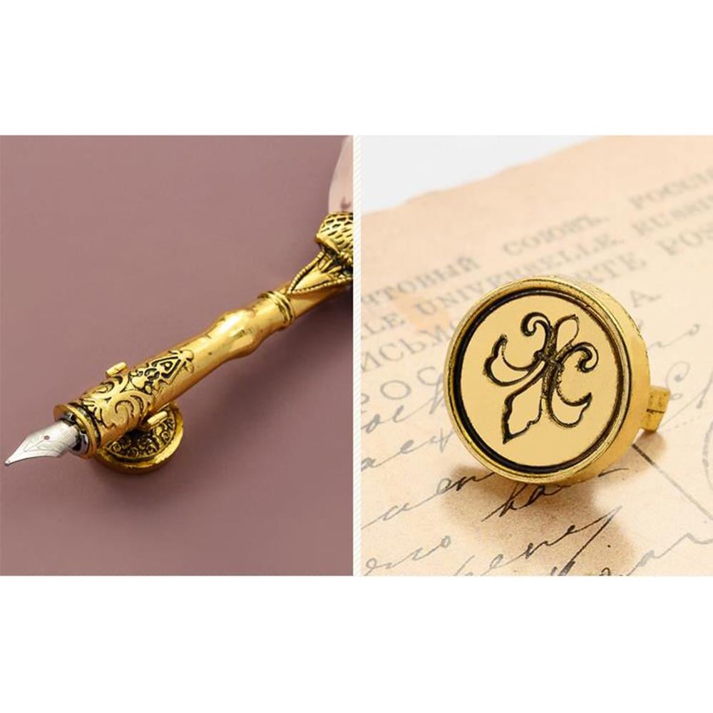 Baykuş Desen Tüy Divit Kalem Mürekkep Mühür Kaşık Uç Wax 7li Set