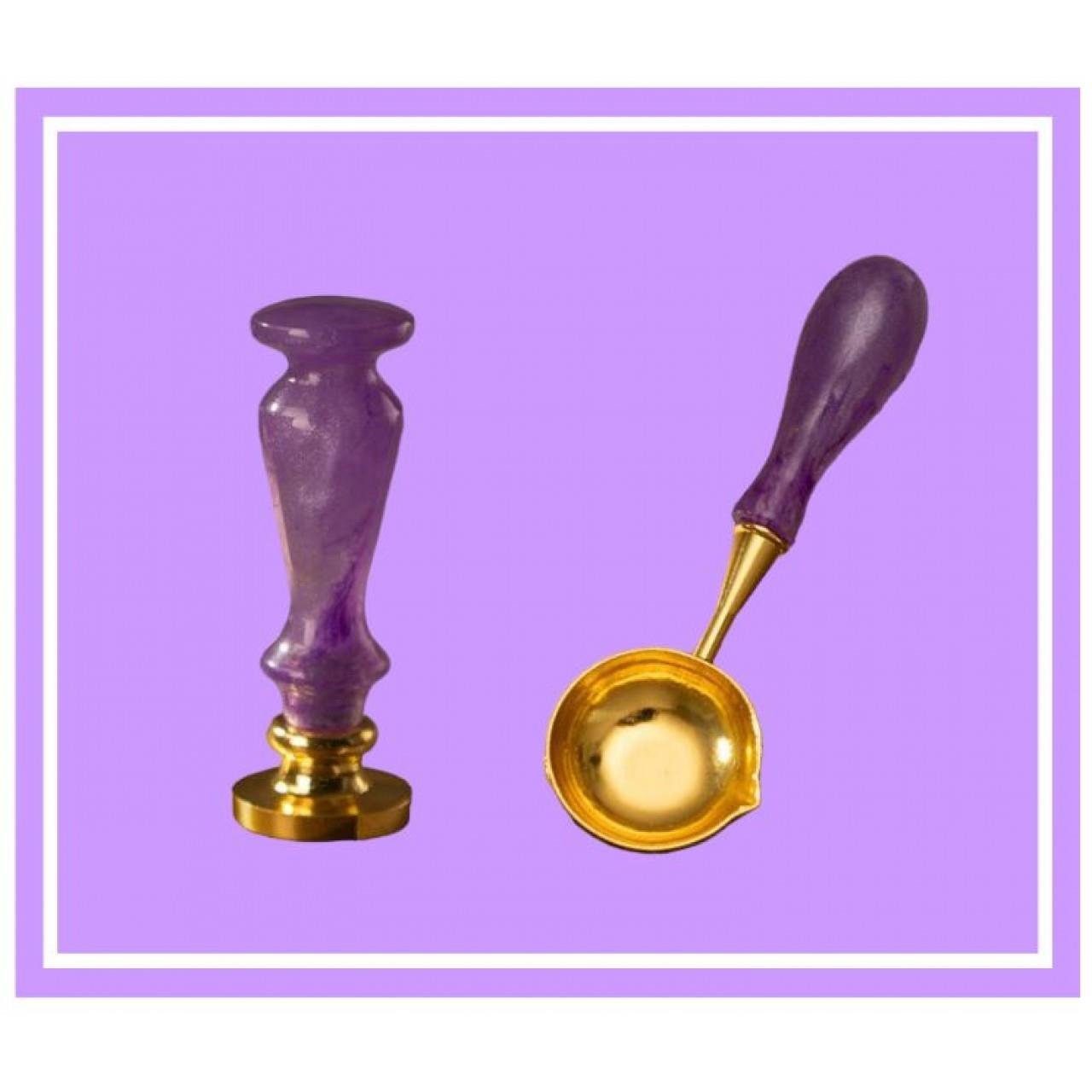 Davetiye Mum Mühürü Uygulama Seti El Yapımı Akrilik Mor Renk