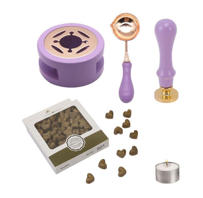 Davetiye Mum Mühürü Uygulama Seti Lavanta Rengi