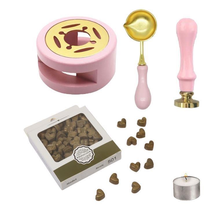 Davetiye Mum Mühürü Uygulama Seti Pembe Rengi