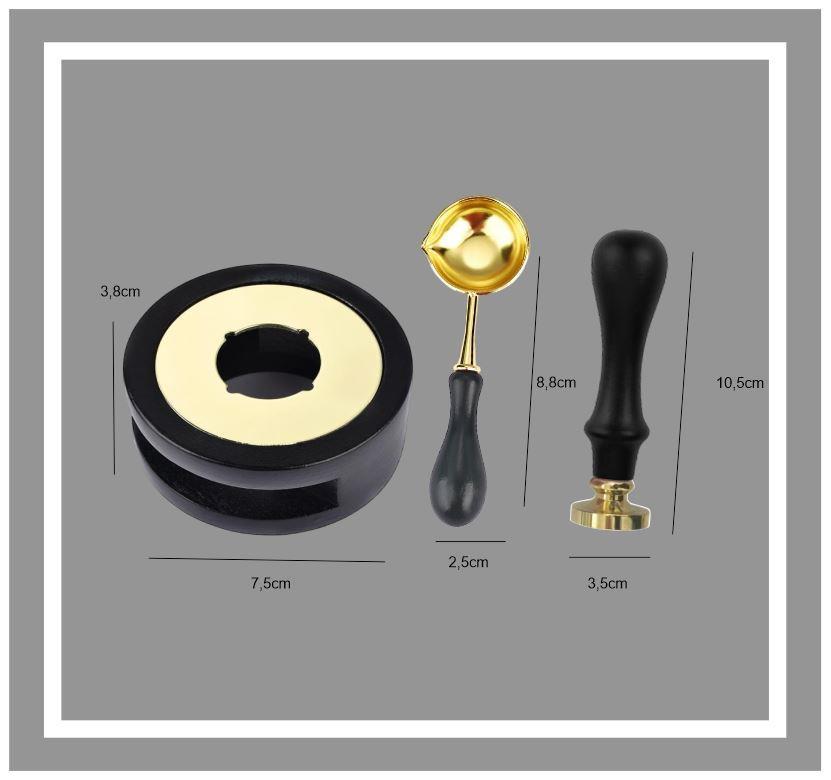 Davetiye Mum Mühürü Uygulama Seti Siyah Rengi