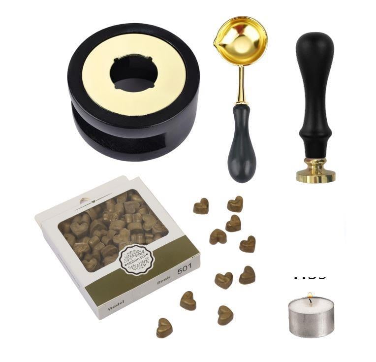 Davetiye Mum Mühürü Uygulama Seti Siyah Rengi