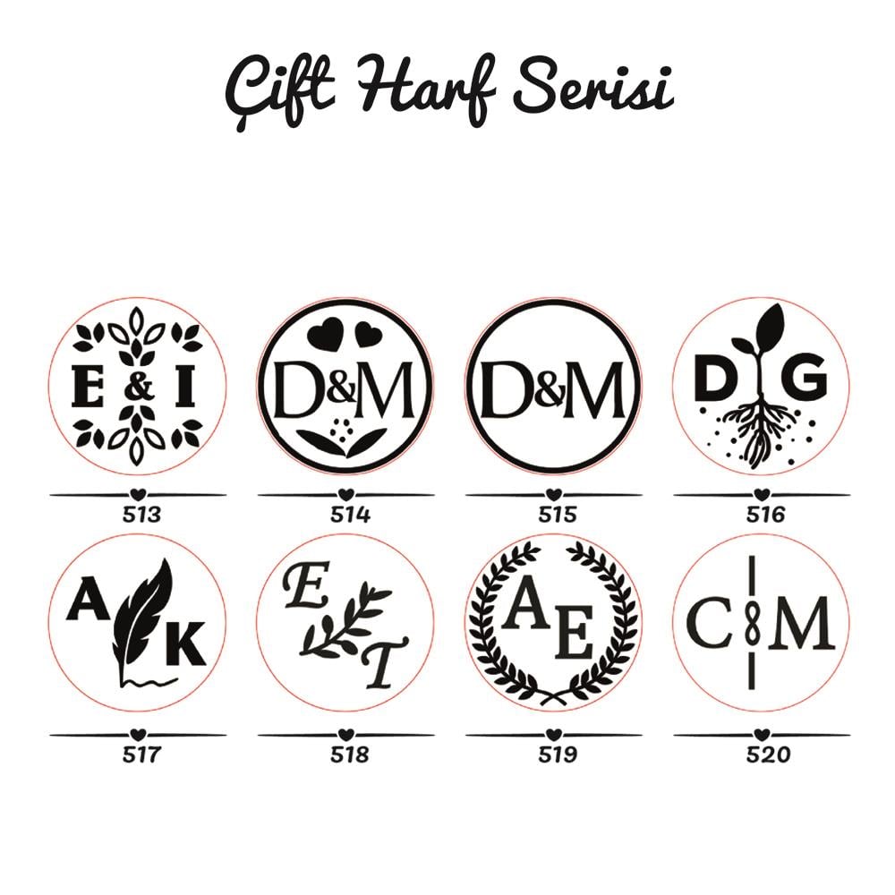 Düğün Davetiye İki Harfli Özel Tasarım Mum Mühürü Seti