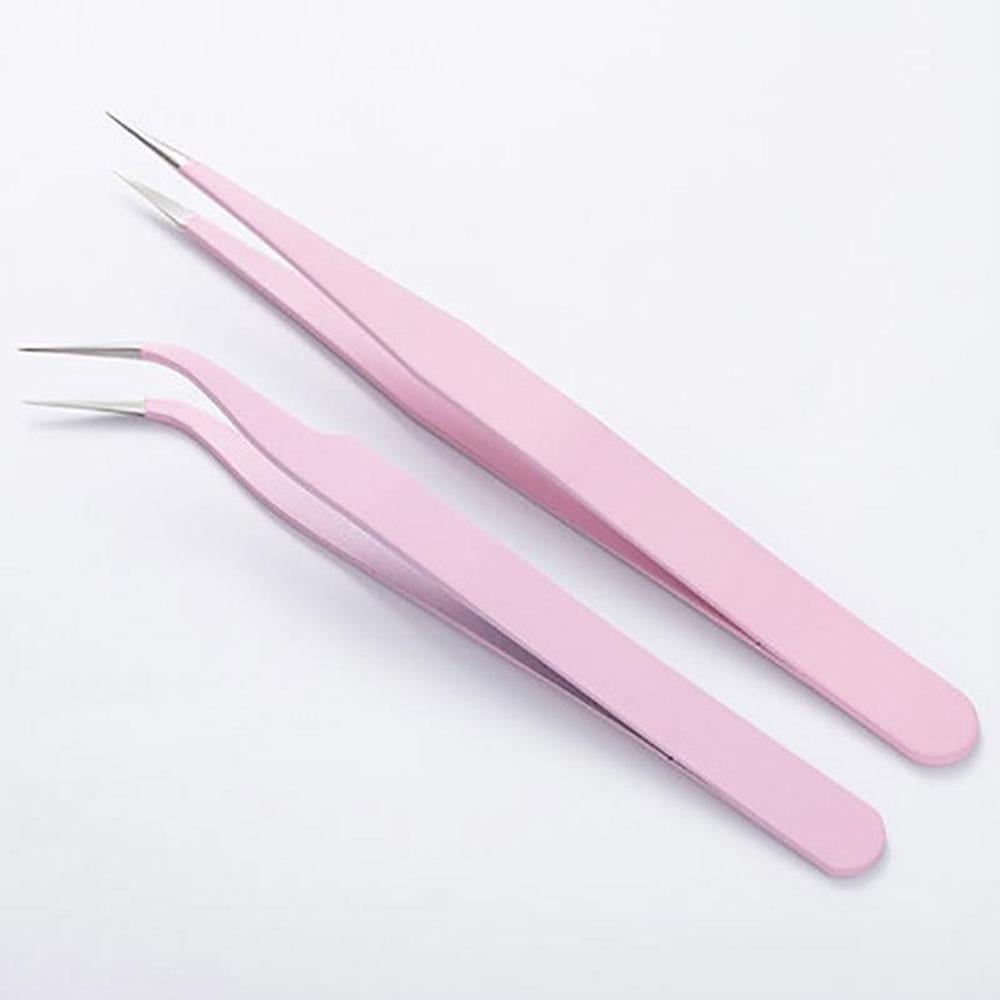 İkili Cımbız Seti Paslanmaz Çelik 5 Renk Düz ve Kavisli Model